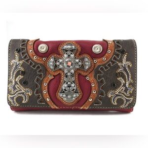 Vintage Cross Western Crossbody Wallet